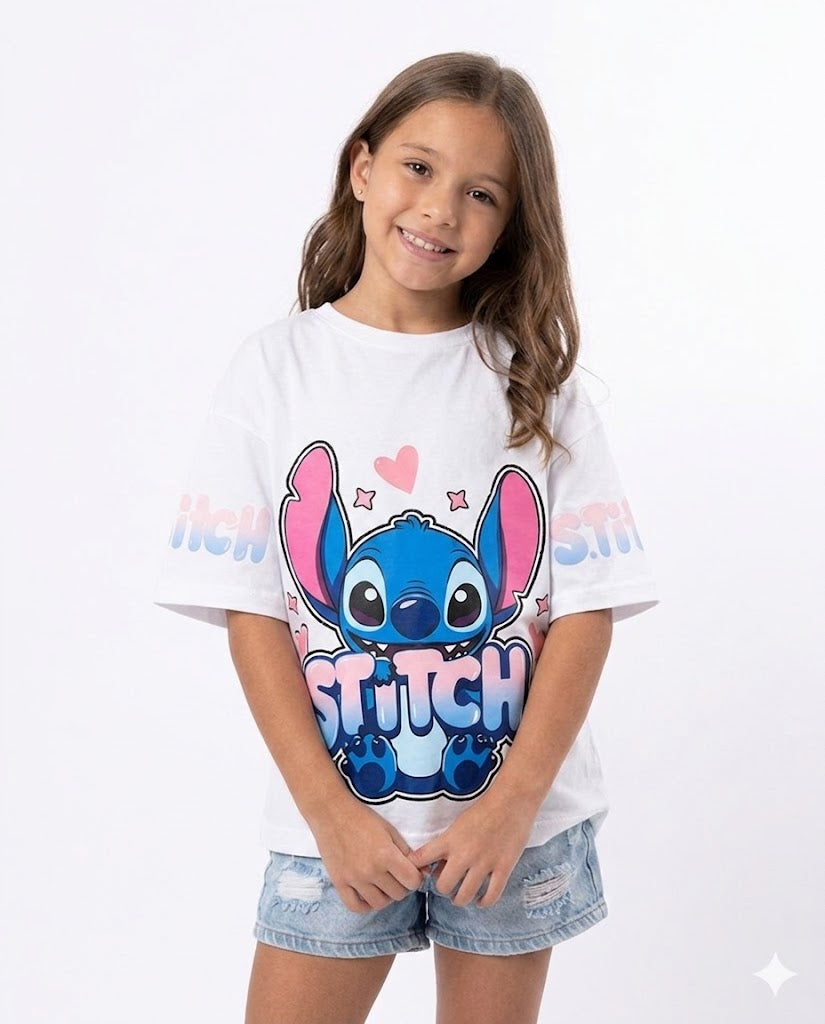 stitch heart oversize t shirt