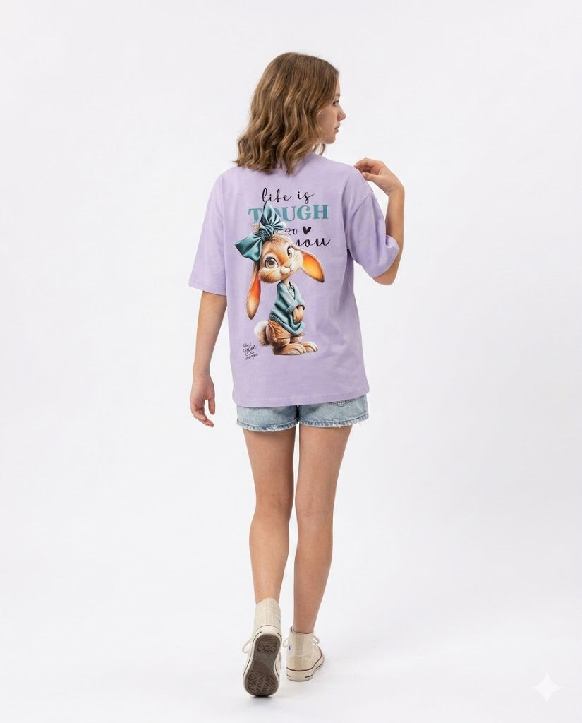 rabbit life is tough oversize t shirt