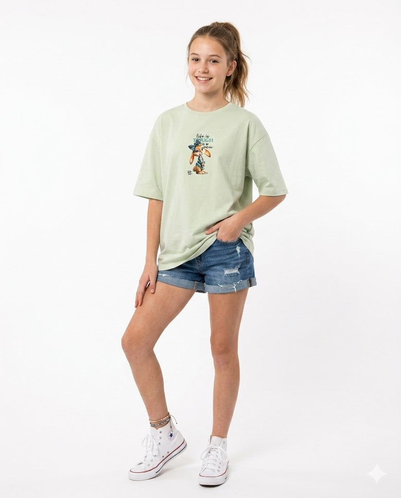 rabbit life is tough oversize t shirt