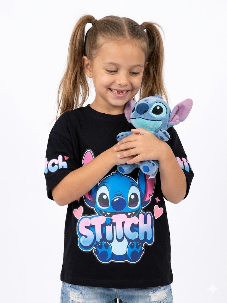 stitch heart oversize t shirt