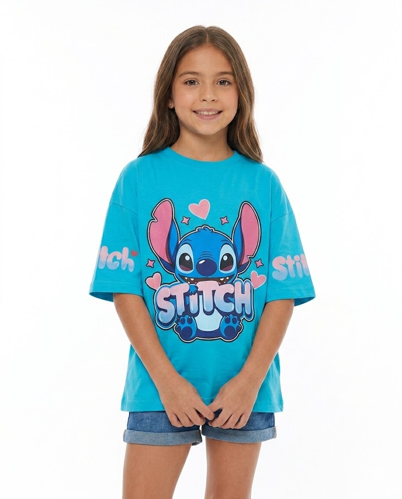 stitch heart oversize t shirt