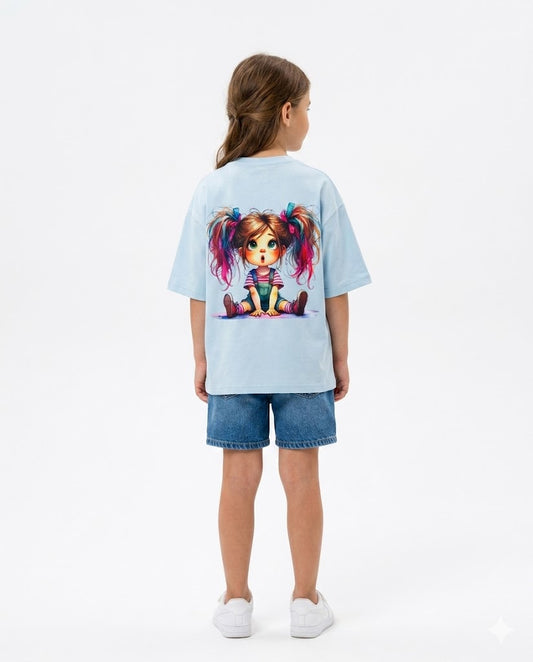 girl sitting oversize t shirt