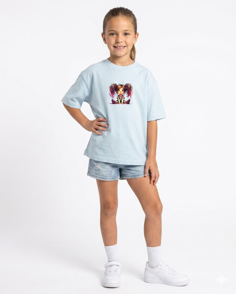 girl sitting oversize t shirt