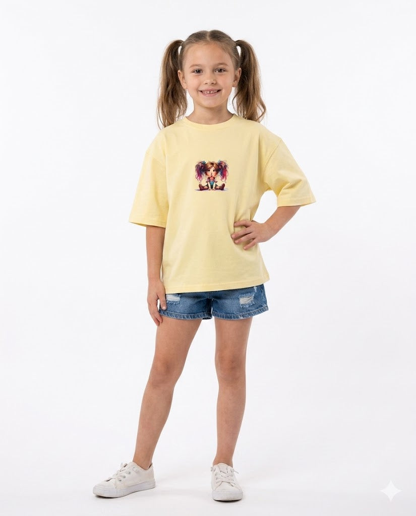 girl sitting oversize t shirt